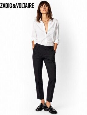 NWOT Zadig & Voltaire Prune Strass Star Black Trousers Rhinestone Pants EU 34 XS